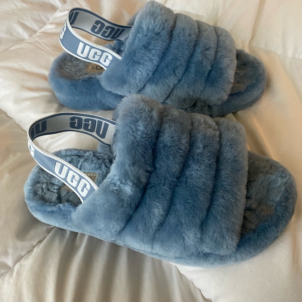 Brand New Blue Ugg Fluff Yeah Slippers
